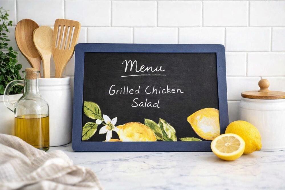 Lemon Chalkboard Art • Hand‑Painted Kitchen Decor • Lemon Home Decor